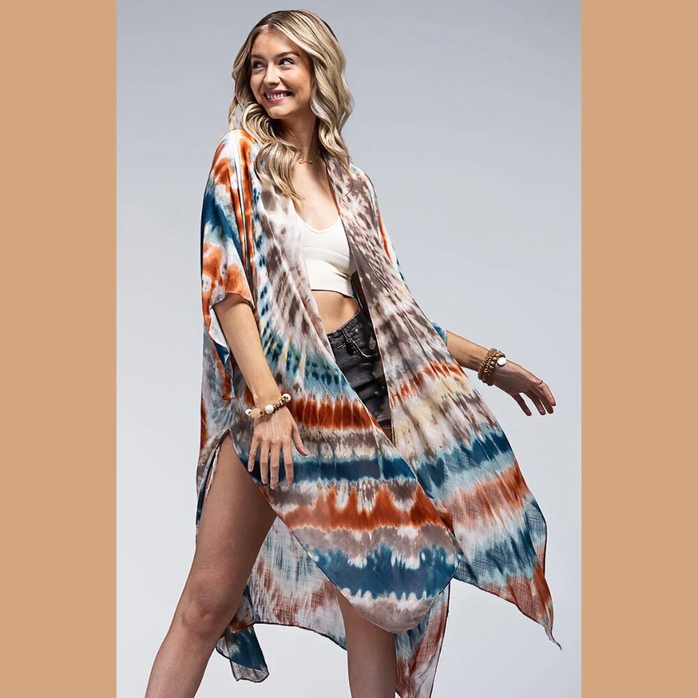 Piper Vibrant Tie-Dye Swirl Kimono - Picture 5 of 8